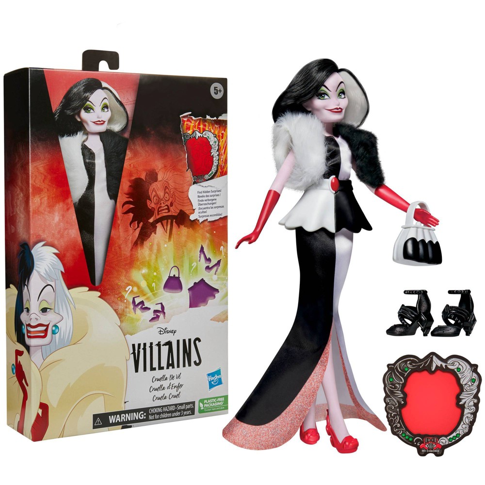 Disney Villains Cruella De Vil Fashion Doll Set, 8 Pieces