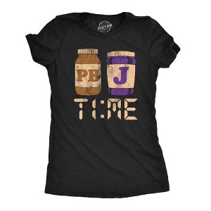 Womens Funny T Shirts PBnJ Time Sarcastic Peanut Butter and Jelly Graphic Novelty Tee for Ladies - Crazy Dog Women's T Shirt For Foodies - 1 of 4