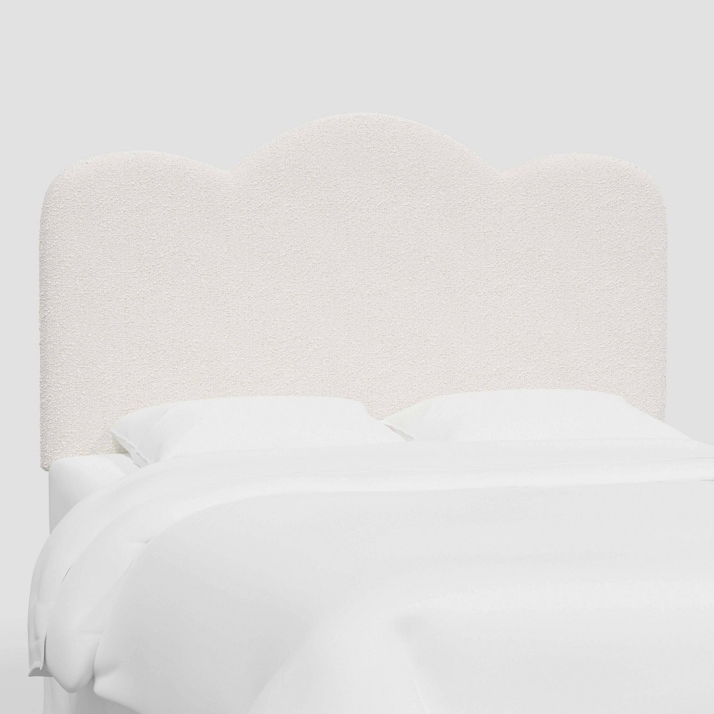 King Lizzie Headboard in White Boucle - Threshold™: Pine Frame, Scalloped Detail, Foam Filled