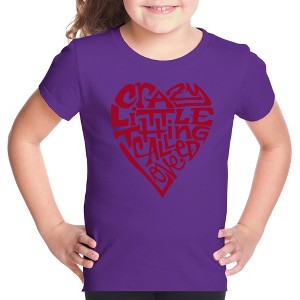 LA Pop Art Girl's Word Art T-shirt - Crazy Little Thing Called Love - 1 of 4