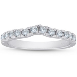 Pompeii3 1/3ct Curved Diamond Wedding Guard Ring 14K White Gold - 1 of 4