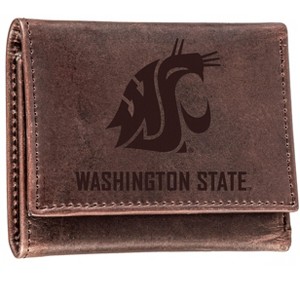 Evergreen NCAA Washington State Cougars Brown Leather Trifold Wallet Officially Licensed with Gift Box - 1 of 1