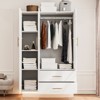 Bedroom Armoire Wardrobe Closet with Door & 2 Drawers, 71" Wood Wardrobe Storage Cabinet with LED, Hanging Rod, Freestanding Modern Armoire Closet - 3 of 4