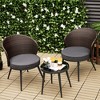 Tangkula 3PCS Rattan Patio Furniture Set Outdoor Conversation Furniture Set w/ Seat Cushions - 2 of 4