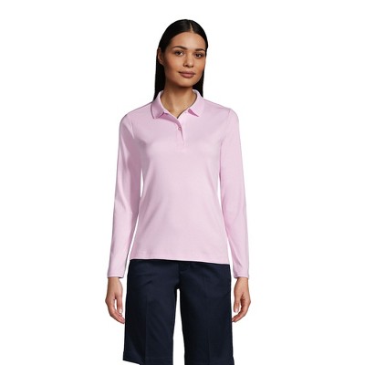 Lands' End School Uniform Women's Long Sleeve Feminine Fit Interlock Polo Shirt