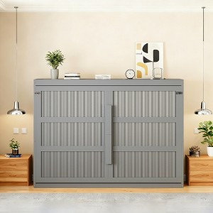 Luxystar Queen Size Murphy Bed with LED Lights, Wall Bed Cabinet with Easy Lift Mechanism for Office & Guest Room - 1 of 4