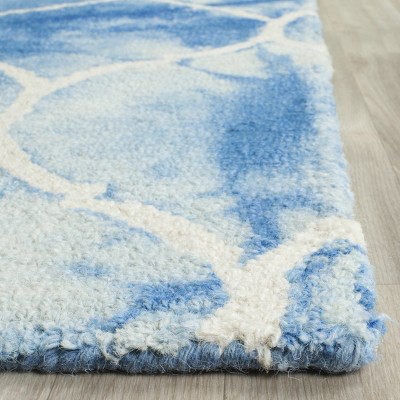 Ivory and Blue Hand-Tufted Wool Square Rug
