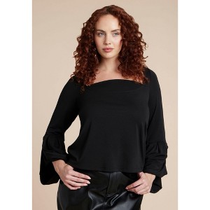ELOQUII Draped Cuff Top - 1 of 4