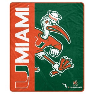 NCAA Miami Hurricanes Ultra Soft Tailgate Throw Blanket - 1 of 2