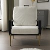 Retro Velvet Upholstered Accent Armchair,Lounge Chair With Metal Legs And Rubberwood Frame,Low Back Living Room Sofa Chair-Coolbibila - 3 of 4
