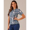 INSPIRE CHIC Women's Ruffled Short Sleeve Floral Mock Neck Summer Top - 3 of 4