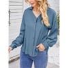 Womens Button Down Shirt Linen Button Up Shirts for Women Long Sleeve Dress Shirt Collared Blouse Tops Tunics - 2 of 4