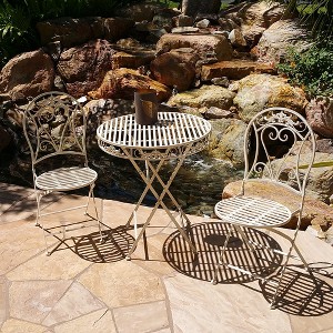 Modern Home Versailles Antiqued Iron 3pc Folding Bistro Set - 1 of 2