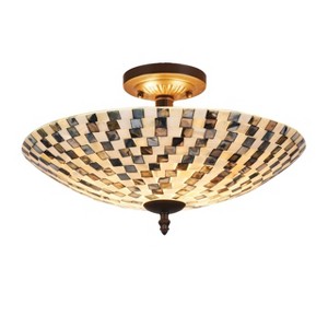 Chloe Lighting Calder Mosaic 2 Light Semi-Flush Ceiling Fixture 16" Shade - 1 of 3