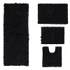 Bell Flower Collection Tufted Bath Rugs, Extra Soft and Absorbent, Non-Slip Bath Mats, Machine Washable Bathroom Mats, 4 Pcs Set with Contour, Black - 2 of 4