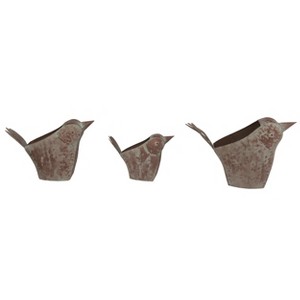 Transpac Metal 16.25" Gray Spring Chic Bird Containers Set of 3 - 1 of 2