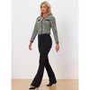 INSPIRE CHIC Women's Elegant Contrast Piping Round Neck Button Front Long Sleeve Tweed Blazer - 4 of 4