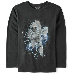 The Children's Place Boys Long Sleeve Glow In The Dark Astronaut Graphic Tee - 1 of 3