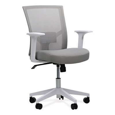 Gray Mesh Back Fabric Task Chair with Fixed Arms