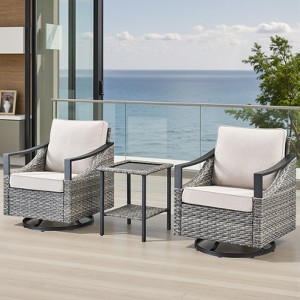 Buenhomino Outdoor Patio Furniture Sets, All-Weather PE Wicker Seating with Swivel Chairs, Sofas, Ottomans & Tables for Garden, Deck & Porch - 1 of 4
