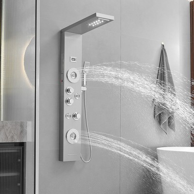 Nickel Chrome Multi-Function LED Shower Panel System