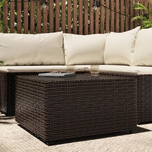 vidaXL Square Patio Coffee Table Brown 19.7 in.x19.7 in.x11.8 in. Poly Rattan - 1 of 4