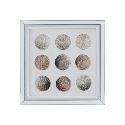 A&B Home 19.5"x19.5" Ares Crystal Mirror Framed Wall Art Silver/White/Bronze : Transitional Style, Modern Abstract