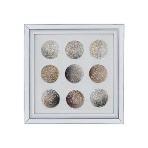 A&B Home 19.5"x19.5" Ares Crystal Mirror Framed Wall Art Silver/White/Bronze : Transitional Style, Modern Abstract - 1 of 4