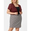 Agnes Orinda Women's Plus Size Short Sleeve Open Front Crochet Lace Allover Cropped Cardigan - 2 of 4