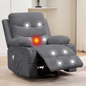 Recliner Chair Nursery, Manual Reclining Rocking Chair, 360 Swivel Glider with Cup Holder, Massage and Heat Recliner, Indoor Single Sofa Chairs - 1 of 4