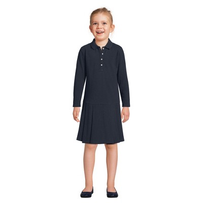 Lands' End Kids Long Sleeve Mesh Pleated Polo Dress