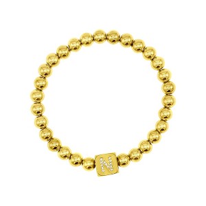 Adornia 14k Gold Plated Initial Cube Stretch Bracelet - 1 of 3