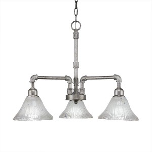Toltec Lighting Vintage 3 - Light Chandelier in  Aged Silver with 7" Frosted Crystal Shade - 1 of 1
