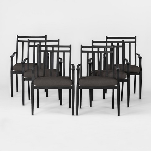 Fairmont 6pk Metal Patio Dining Chair W Cushion Charcoal Threshold Target