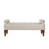 GDFStudio Childe Velvet Tufted Upholstered 51.5" Bench with Round Armrest and Spindle Wood Legs - 2 of 4