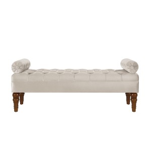 TiramisuBest Velvet Tufted Bedroom Bench, Upholstered Long Window Bench with Bolster, Entryway Bench for Living Room, Violet - 1 of 4