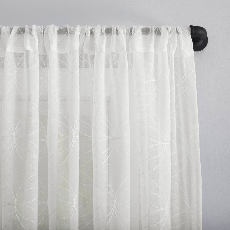 Tamaryn Embroidered Trellis Sheer Rod Pocket Curtain Panel - No. 918, 3 of 7