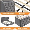 Jojoka Velvet Upholstered Bed Frame,Platform Bed Frame with Wingback Headboard,Charging Station and 4 Wheeled Drawers - 4 of 4