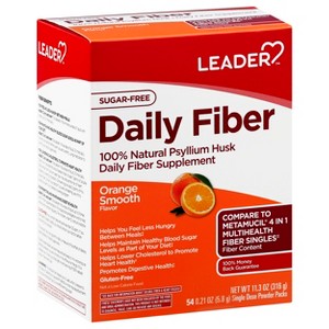 Leader Sugar-Free Single Dose Powder Packs Orange Smooth Flavor Daily Fiber 54 ea - 1 of 4