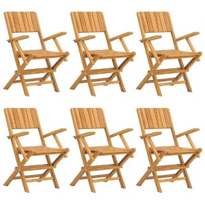 vidaXL Teak Folding Patio Chairs - Solid Wood Outdoor Garden/Lawn Seating, Brown, 21.7 x 24 x 35.4 Inches, Set of 6 - 1 of 4
