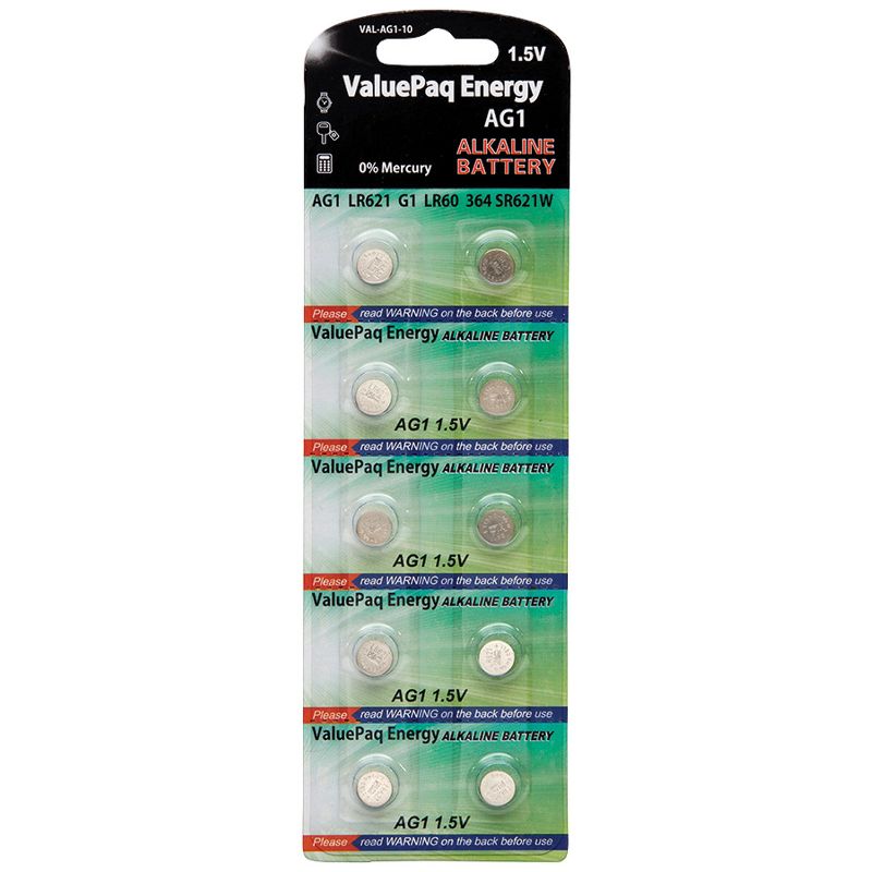 Dantona® ValuePaq Energy AG1 Alkaline Button Cell Batteries, 10 Pack, 1 of 2