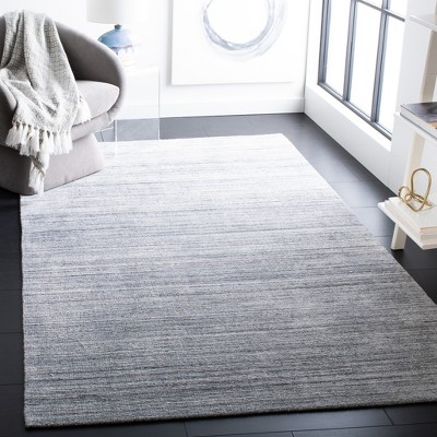 Light Gray Hand-Knotted Wool and Viscose Area Rug