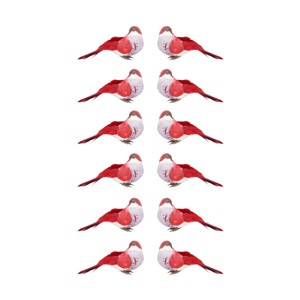 Northlight Set of 12 Red and White Bird Christmas Ornaments 4.25" - 1 of 2