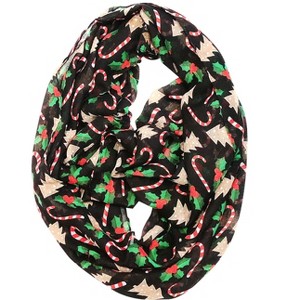 Wrapables Lightweight Winter Holiday Christmas Scarf, Candy Canes & Mistletoe - 1 of 4