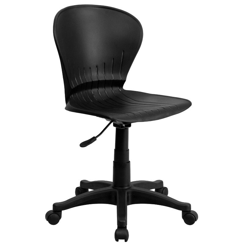Flash Furniture Mid-Back Black Plastic Swivel Task Office Chair, 1 of 12