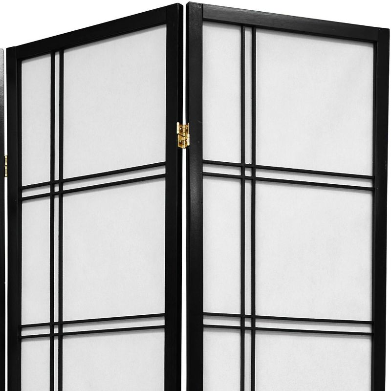 6 ft. Tall Double Cross Shoji Screen - Black (6 Panels), 4 of 6