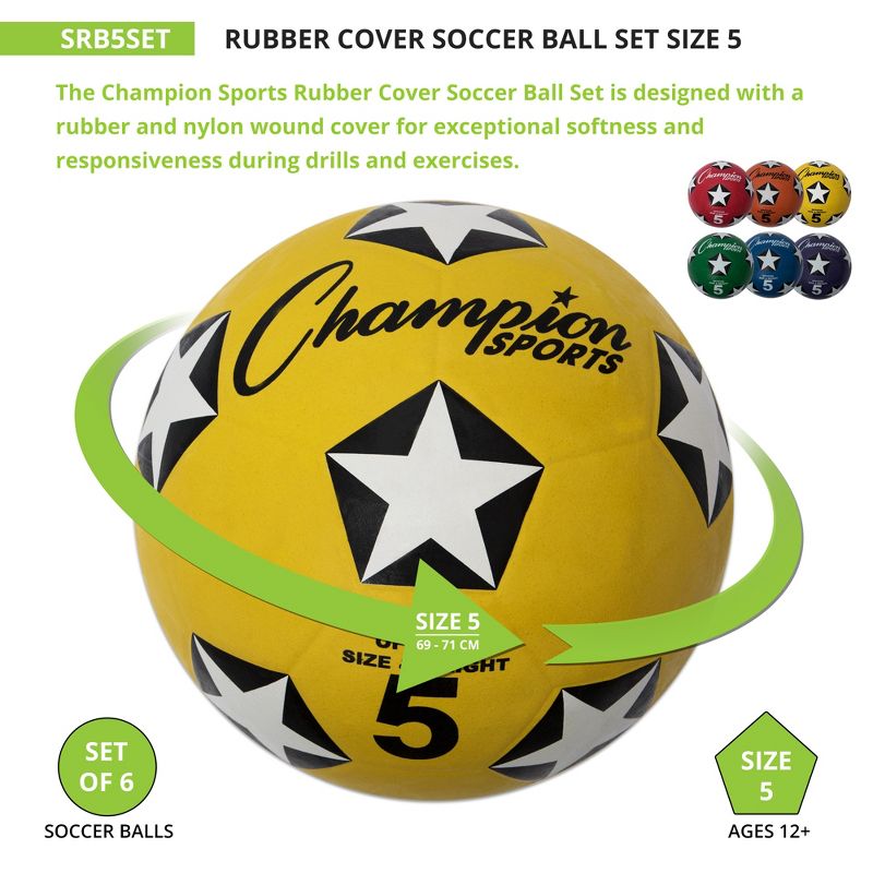 Champion Sports Rubber Soccer Ball Sets, 2 of 6