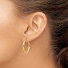 Black Bow Jewelry 3mm x 25mm 14k Yellow Gold Textured Round Hoop Earrings - 3 of 4