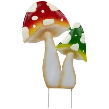 Northlight Double Mushrooms Outdoor Garden Stake - 16" - Red and Green