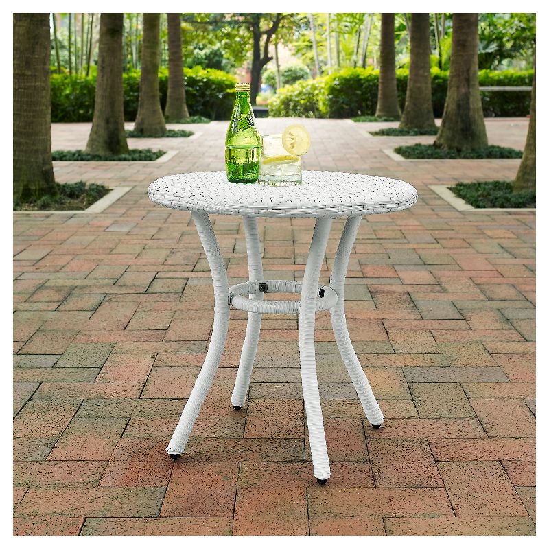 Crosley Palm Harbor Outdoor Wicker Round Side Table in White, 6 of 7